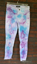 Tie Dye Stretch Pants Size 3 Button Front Zipper Straight Leg Skinny Jeans Leggi - £7.25 GBP