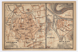 1904 Antique Map Of Münden Munden Göttingen Gottingen / Lower Saxony / Germany - $24.20