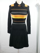 Vtg International Boutique Black Stripe Sweater Dress Size 7 Halloween Fall - £39.50 GBP