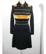 Vtg International Boutique Black Stripe Sweater Dress Size 7 Halloween Fall - £39.14 GBP