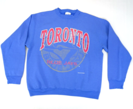 VINTAGE Toronto Blue Jays Sweatshirt Adult L Blue 1991 Distressed Graphic MLB - $28.45