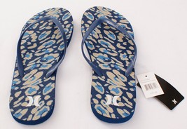 Hurley Blue &amp; Gray Pattern Kylee Thong Sandals Flip Flops Women&#39;s Size 10 - $29.69