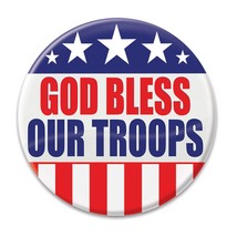 GOD BLESS OUR TROOPS Service Appreciation Button 2&quot; Patriotic Red/White/... - £5.17 GBP