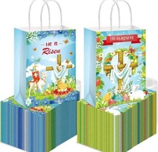 100 Pieces He Is Risen Gift Bags Bulk Religious Easter Paper Gift Bags with Hand - £23.16 GBP