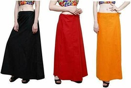 Women 100% Cotton Petticoat Sari Underskirt Free Size Plain Petticoat Pack 3 Pcs - £16.51 GBP