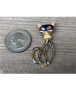 VTG Blue Enameled Goldtone SIAMESE CAT Necklace Pendant Costume Jewelry - £17.09 GBP