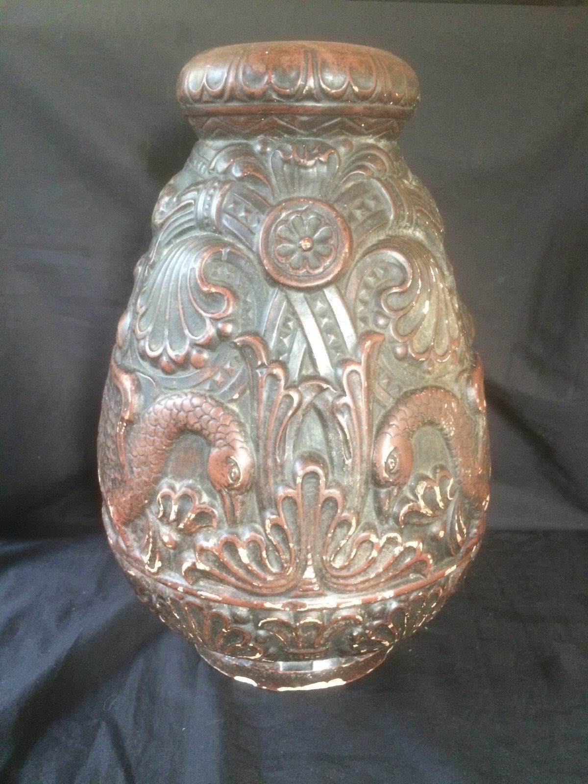 Primary image for Exclusive Antique pottery Jugendstil large vase with Swans Motive