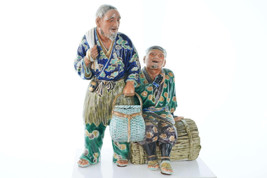 Large Meiji Period Fishermen Japanese Kutani Figure - $919.96