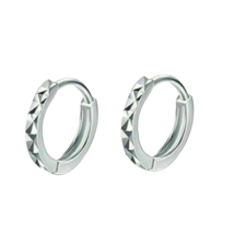 Pair of 925 Silver Plated Beveled Hoop Earrings - New - £7.97 GBP