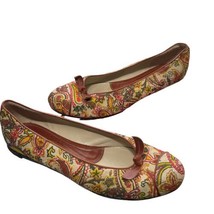 to &amp; Co Italy brown paisley boho slip on loafer Bow Ballet flats Size 7 - £23.37 GBP