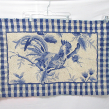 The Rug Market Rooster Toile Blue Check 22 x 34 Hooked Wool Rug - £70.36 GBP