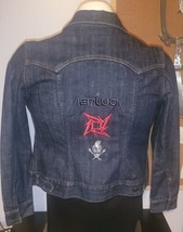 Metallica Embroidered Denim Jean Jacket Women Sz Sm - £44.23 GBP