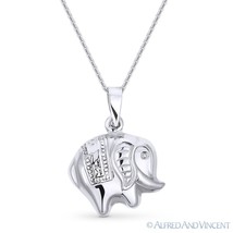 3D Elephant Animal Charm Pendant &amp; Cable Chain Necklace in .925 Sterling Silver - £20.89 GBP+