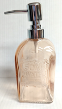 Pink Glass Embossed Soap Dispenser SOAP &amp; WATER YOUR HANDS Vintage Gift NEW - $409.52 MXN