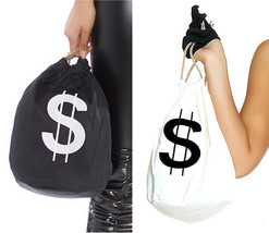 Money Bag Drawstring Pouch Dollar Signs Bank Robber Gangster Costume 997980 - £10.14 GBP