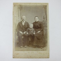 Cabinet Card Photograph Family Man &amp; Woman Sit with Son Todder Boy Antique 1880s - £15.89 GBP