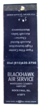 Black Hawk Air Service - Rock Fall, Illinois Whiteside Airport Matchbook Cover - £1.36 GBP