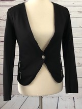Love Tree Blazer size Small Black Suit Jacket Womens Zippers Rayon Motor... - $25.03