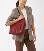 Fossil Tara Dark Red Leather Shopper ZB1475627 Shoulder Bag NWT $230 Retail - £87.03 GBP
