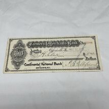 1909 Farmer's &amp; Merchant's Bank Check #20348 Continental National Bank  ... - $11.88