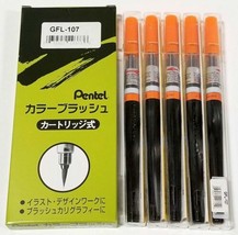 NEW Pentel Color Brush Art Pen 5-Pack ORANGE Ink GFL-107 Nylon Tip Lette... - £7.59 GBP