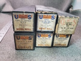 Estate Find LOT of 6 Vintage QRS and US PLAYER PIANO Word-Roll MUSIC ROLLS - £40.81 GBP