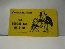 1985 Monopoly Board Game Piece: Pay School Tax Community Chest Card - £0.56 GBP