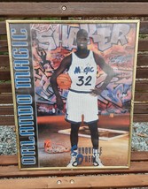 1993 Shaquille O&#39;Neal Framed poster Young Shaq Holding Basketball 16&quot; x 20&quot; - £19.70 GBP