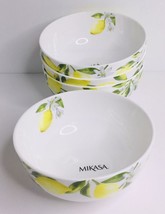 4 Mikasa Lemons Bone China 4.5&quot; Small Fruit Dessert Bowls 4 Pc SET New - £28.65 GBP