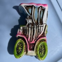 Mid Century Car Chalkware Bank Carnival Prize Japan Neon Pink Green Kitsch - £15.40 GBP
