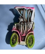 Mid Century Car Chalkware Bank Carnival Prize Japan Neon Pink Green Kitsch - $19.59