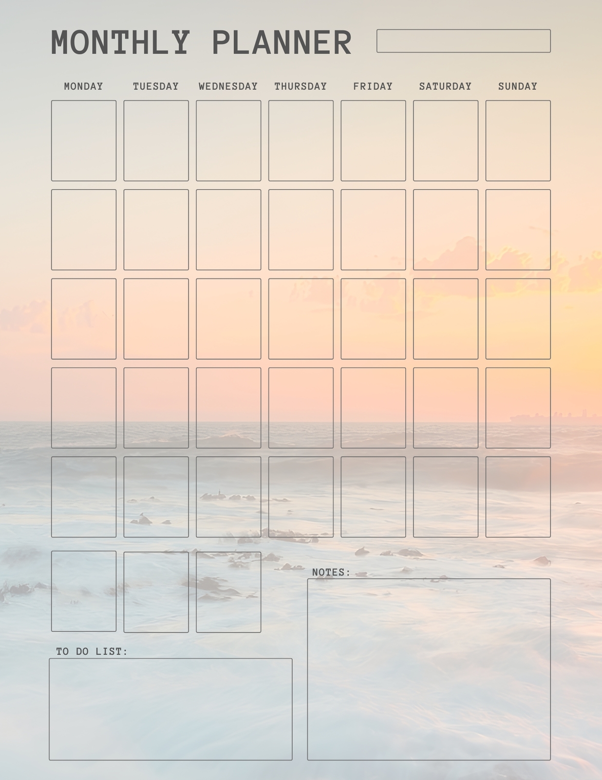 Monthly Planner with electronic fillable fields with nature scene as bac... - $2.85