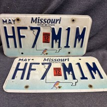 2012 Missouri license plates set of 2 - HF7 M1M - May - Bluebird - £9.46 GBP