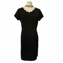 Tower Hill Collection Short Sleeve Scallop Sheath Black Dress Size 6 - £30.86 GBP