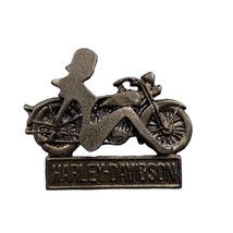 Vintage Harley Davidson Motorcycle And Pinup Woman Women Collectible Pin Badge - £44.71 GBP