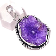 Blue Solar Quartz Gemstone 925 Silver Overlay Handmade Modernist Design ... - $9.95