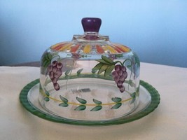 NEW  Zrike Hand Painted Cake Cheese Glass Dome Lid - £38.01 GBP