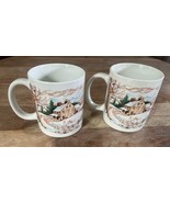 2 - Houston Foods 1988 Vintage Christmas Rustic Scene Snow Cardinal Coff... - €12,32 EUR