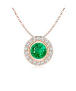 ANGARA 0.97 Ct Natural Emerald Pendant With Diamond for Women in 14K Gol... - $3,423.29