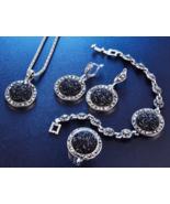 INDIAN JAIPURI CUT STONE JEWELRY ANTIQUE_SILVER NECKLACE EARRING BRACELE... - $51.60 CAD