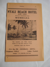 1960 Two sided Kenya, Africa Hotels Ad Nyali Beach, Sea Breezes, &amp; Shell... - $8.99