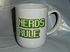 Coffee Mug Cup White Neon Green Nerds Rule Royal Norfolk Computer Lettering Game - £10.02 GBP