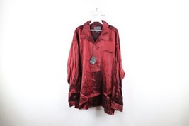 NOS Vtg 90s Streetwear Mens 2XL Metallic Looped Collar Dance Button Shirt Red - £54.87 GBP