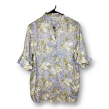 Vintage 80s Levi Strauss Short Sleeve Popover Blouse Sz L XL Floral Pastel USA - £24.21 GBP