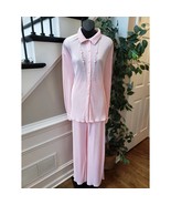 Women&#39;s XL Pink Pleated Lounge Set 2-Piece Button-Down Top Wide-Leg Pants - $1,202.96 MXN