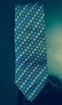 EUC VTG  100% Silk Yves Saint Laurent Dark Blue Green w/ Floral Print Tie  - £34.99 GBP
