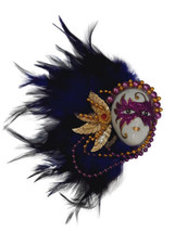 Purple Masked Beaded Lady Feather Magnet Mardi Gras Party Favor - £3.76 GBP