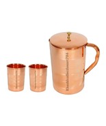 Handmade Copper Water Pitcher Jug Silvertouch Drinking Glass Health Bene... - £23.73 GBP+