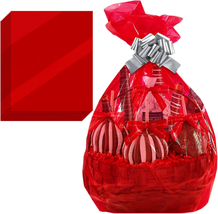 Anapoliz Red Translucent Cellophane Wrap Bags | (10 Pcs) X-Large 24” Inc... - £10.43 GBP