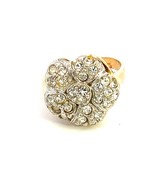 Vintage Sterling Vermeil Signed GA Italy Designer Pave CZ Flower Ring Ba... - $74.67 CAD